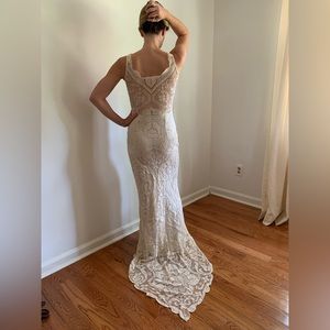 Vintage lace handmade wedding dress